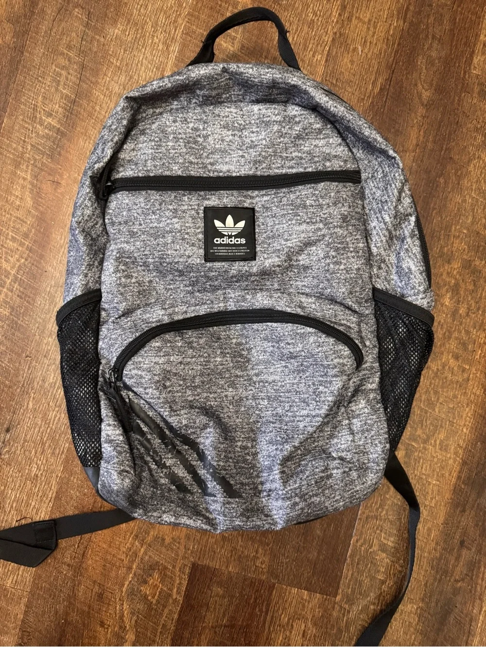 Adidas Original Gray Heather Backpack Trefoil Laptop School Travel Book Bag